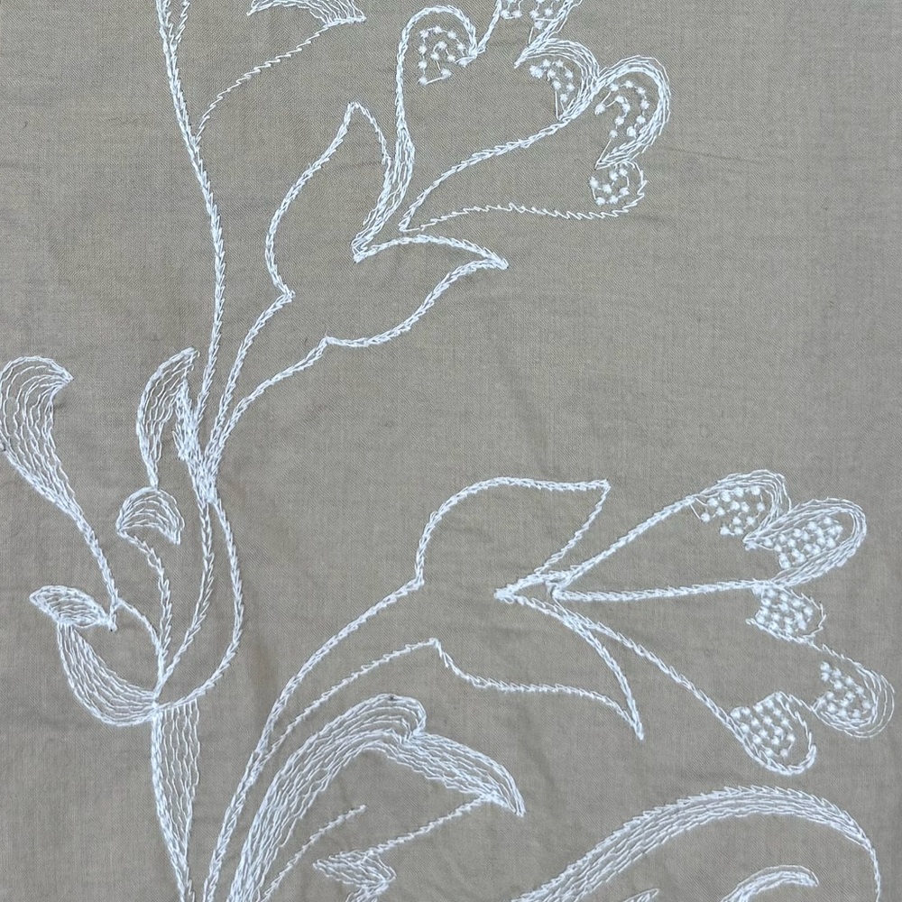 Ann Taylor Embroidered Floral A-Line Midi Skirt Beige Cotton Boho Size 8 - Picture 3 of 7